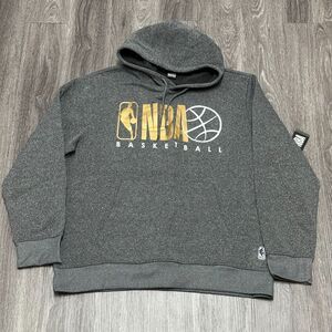 NBA Basketball Hoodie‎ Sweatshirt Mens 2XL XXL Gray Gold Logo Warm Heavyweight